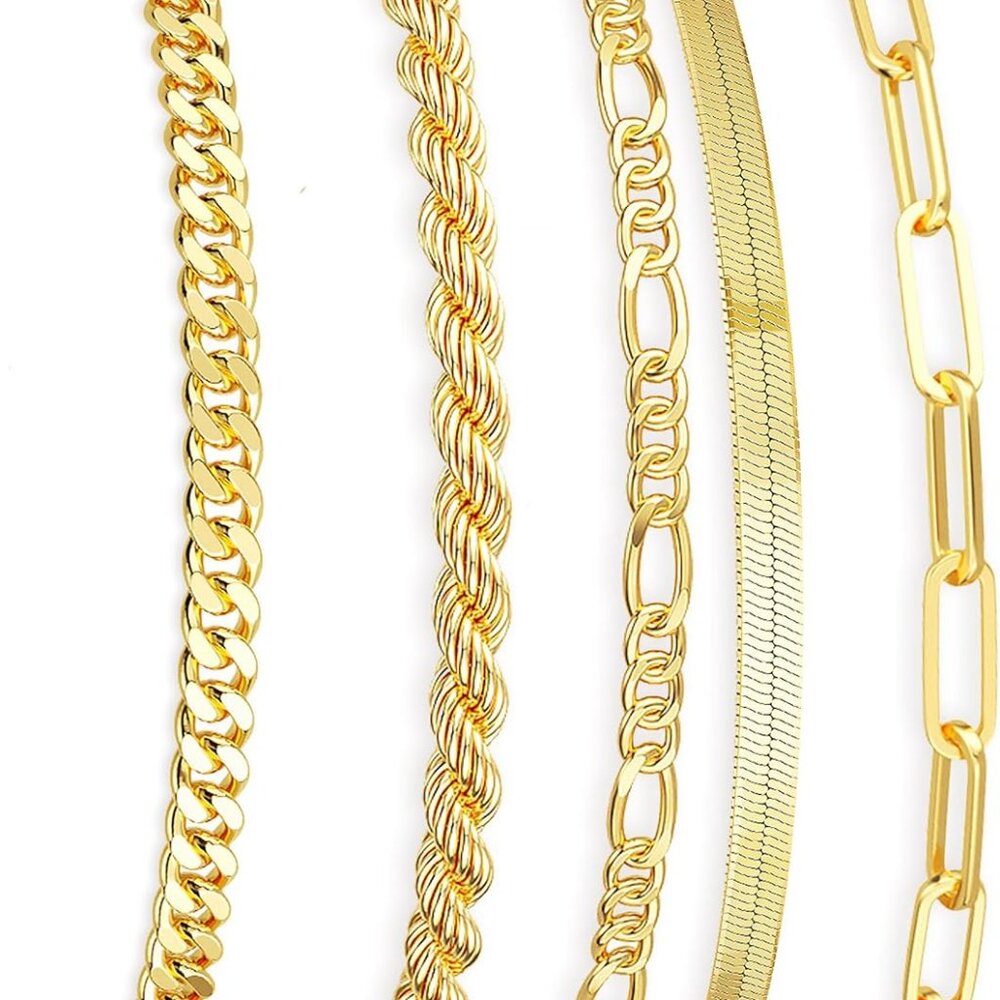Gold Bracelets for Women Waterproof, 14K Gold Plated Jewelry Sets Trendy Thin Da
